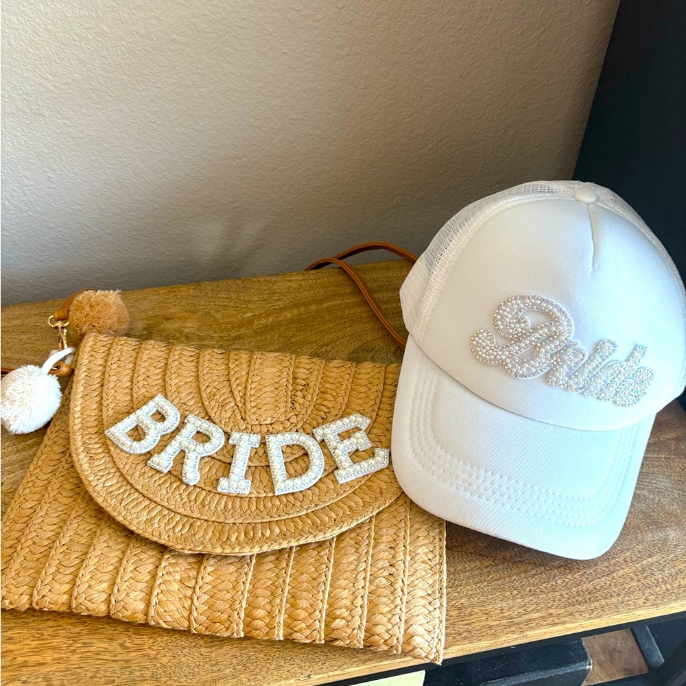 Bridal set White and Tan Bride Accessories Set